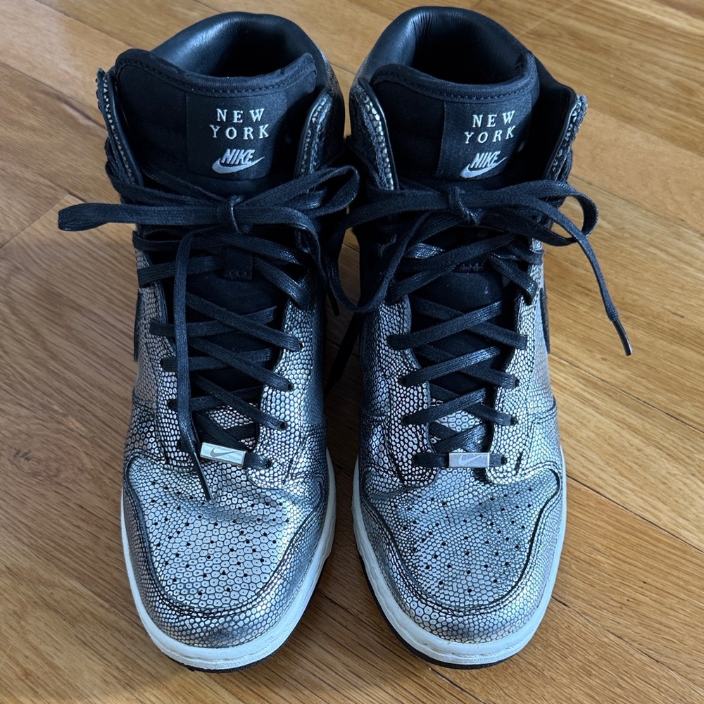 Nike Black and Silver High-Top Sneakers